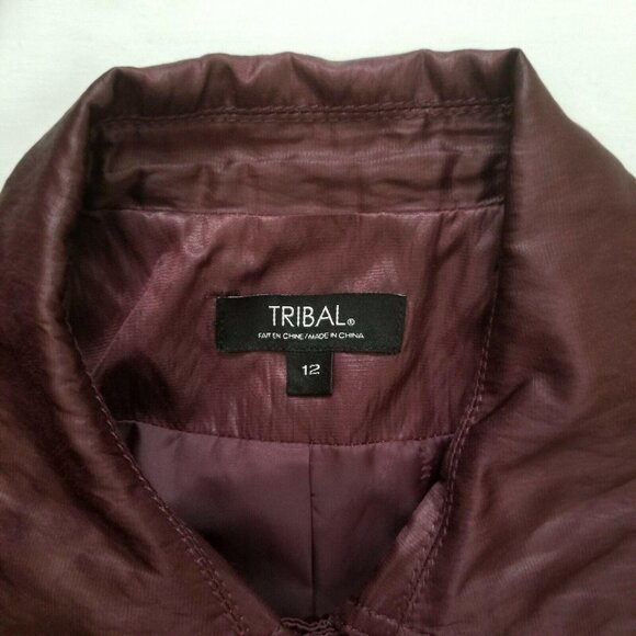 Tribal Women’s Long Sleeve Lined Burgundy Button-Up Coat Jacket Size 12 - Picture 13 of 15